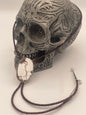 White Buffalo Turquoise Bolo Tie with Gold Wrap and Sterling Silver Mount